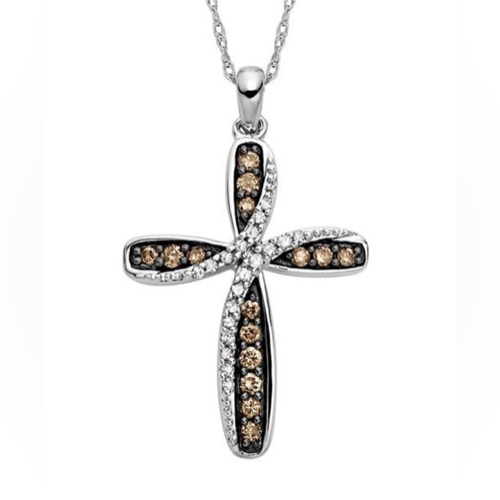 Littman 1/3 ct. tw. White and cocoa diamond® Cross Pendant